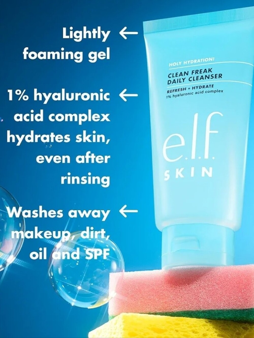NWT e.l.f. SKIN Holy Hydration! Clean Freak Daily Cleanser - Picture 3 of 8